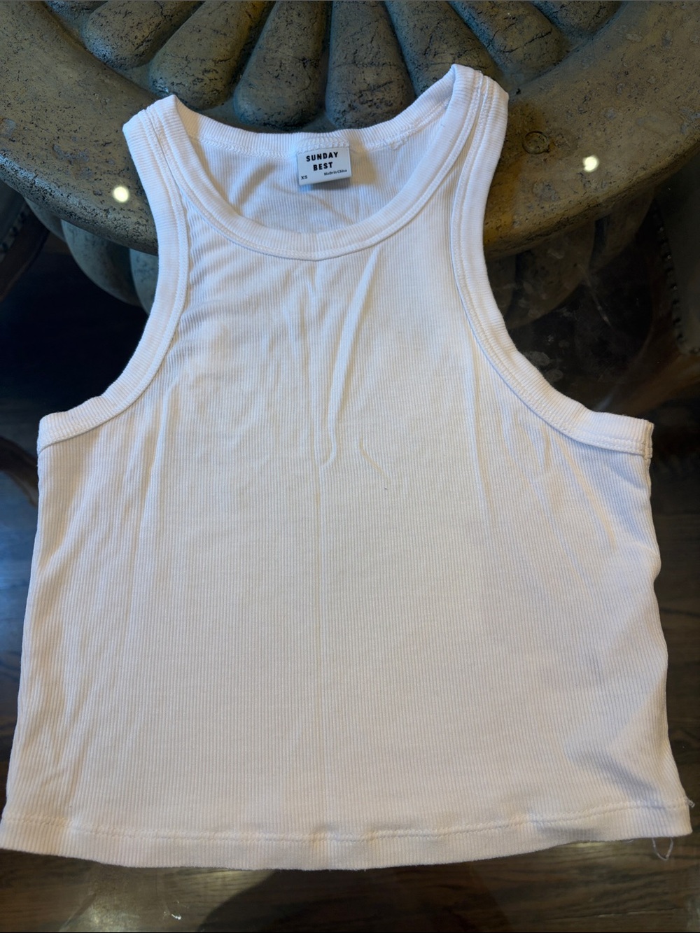 Sunday Best White Ribbed Tank Top for Kids